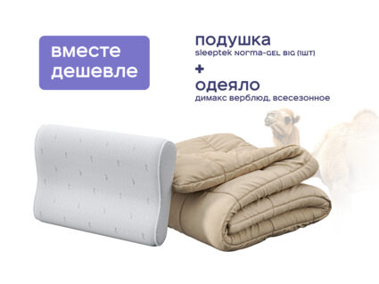 Одеяло Димакс Верблюд всесезонное + подушка Sleeptek Norma-GEL BIG 1473